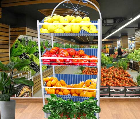Exhibidor / Frutero de piso 2, 3, 4 divisiones